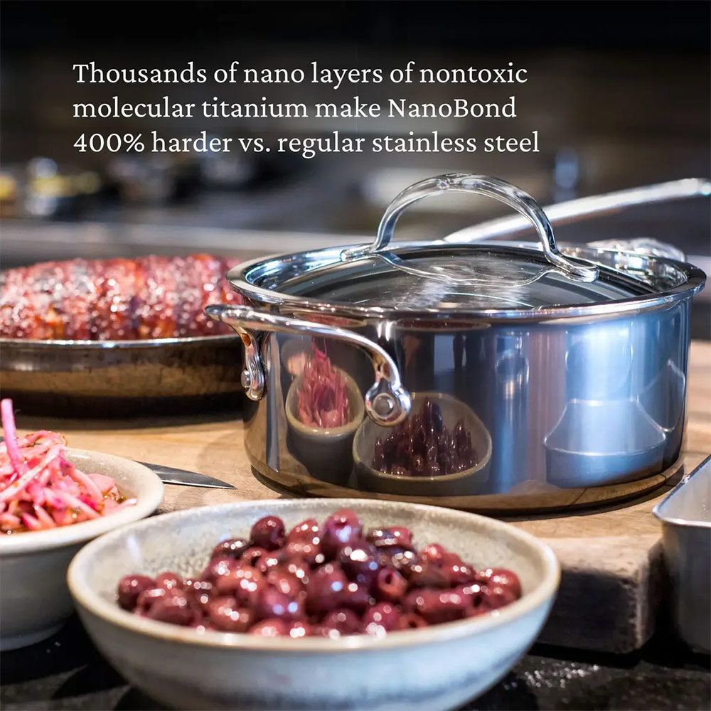Hestan NanoBond 3 Quart Covered Soup Pot - Compact Capacity with Two-Handle Control