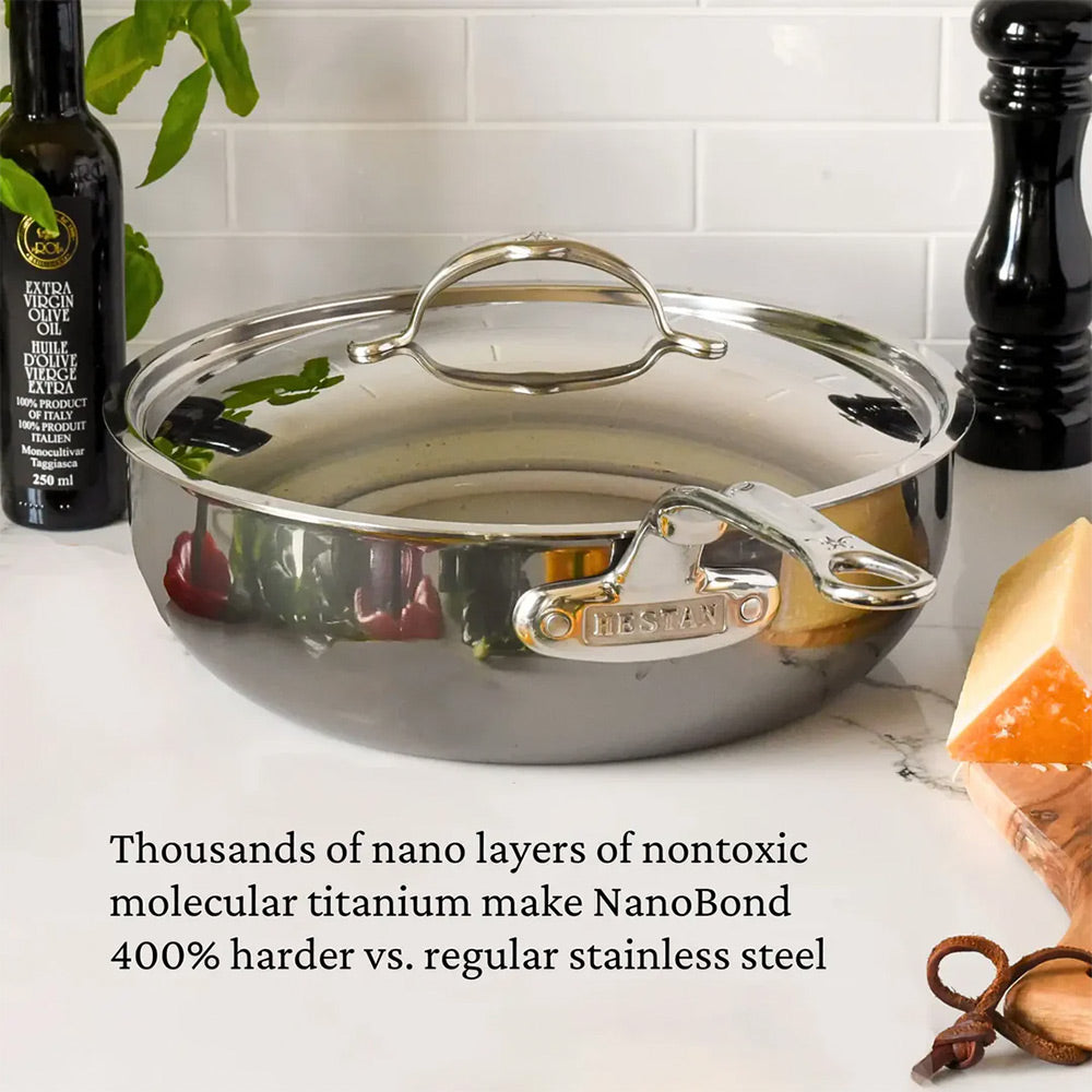 Hestan NanoBond 5 Quart Covered Essential Pan - One Pan for Sautéing, Simmering, and Braising
