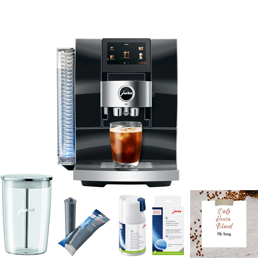 Jura Z10 Diamond Black Coffee Machine Bundle with Coffee Beans and Accessories