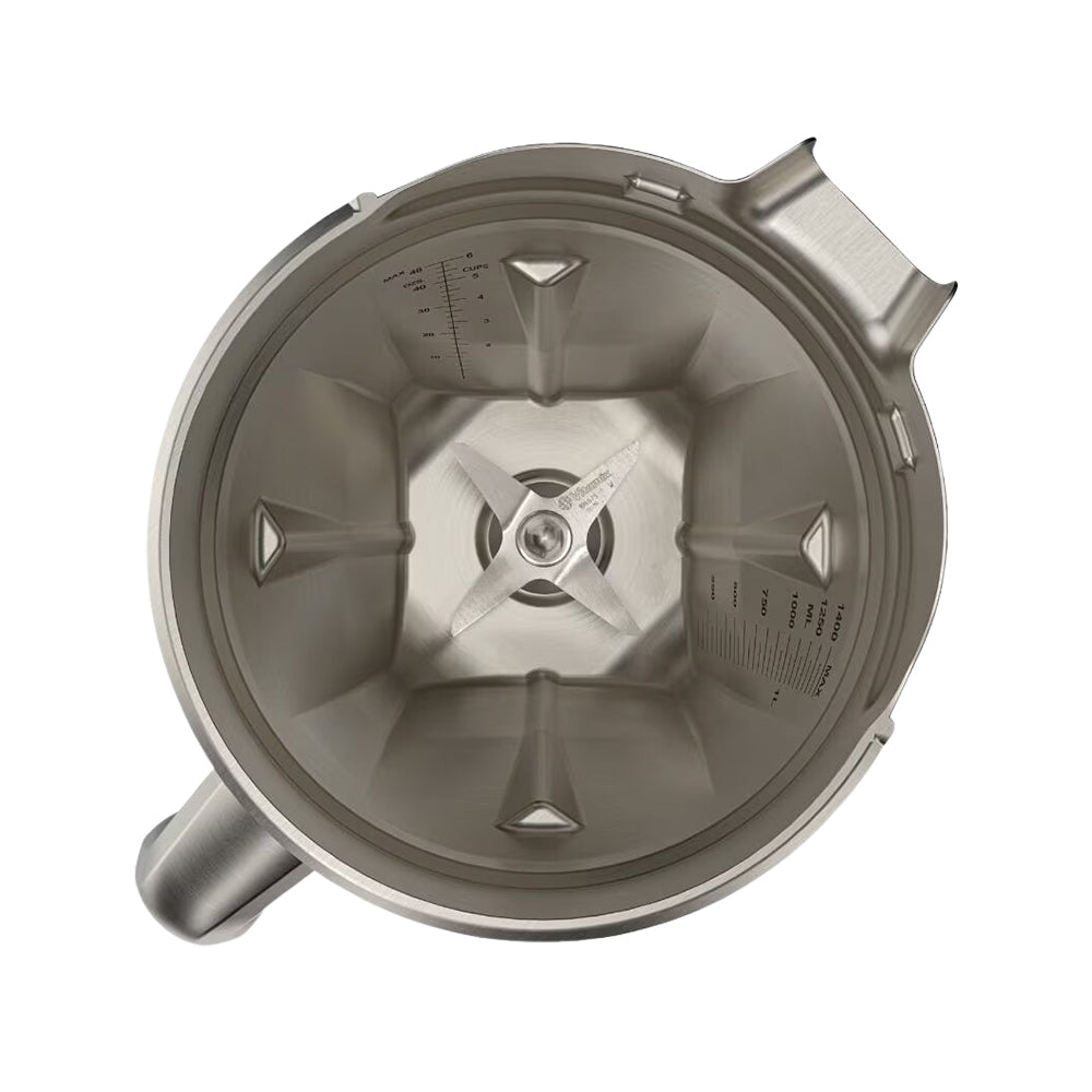 Inside the Vitamix 48 oz Stainless Steel Container, showing the blades