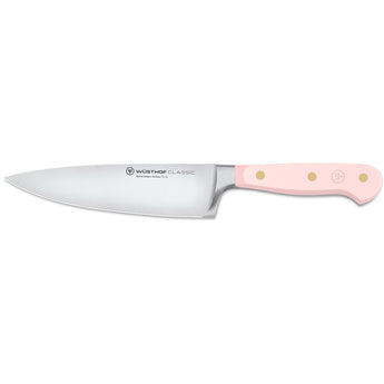 WÜSTHOF CLASSIC 6" Chef's Knife, Pink Himalayan Salt, on a white background