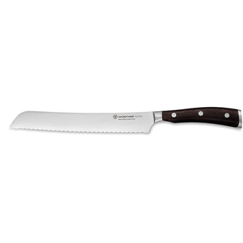 WÜSTHOF IKON 9" Double-Serrated Bread Knife on a white background