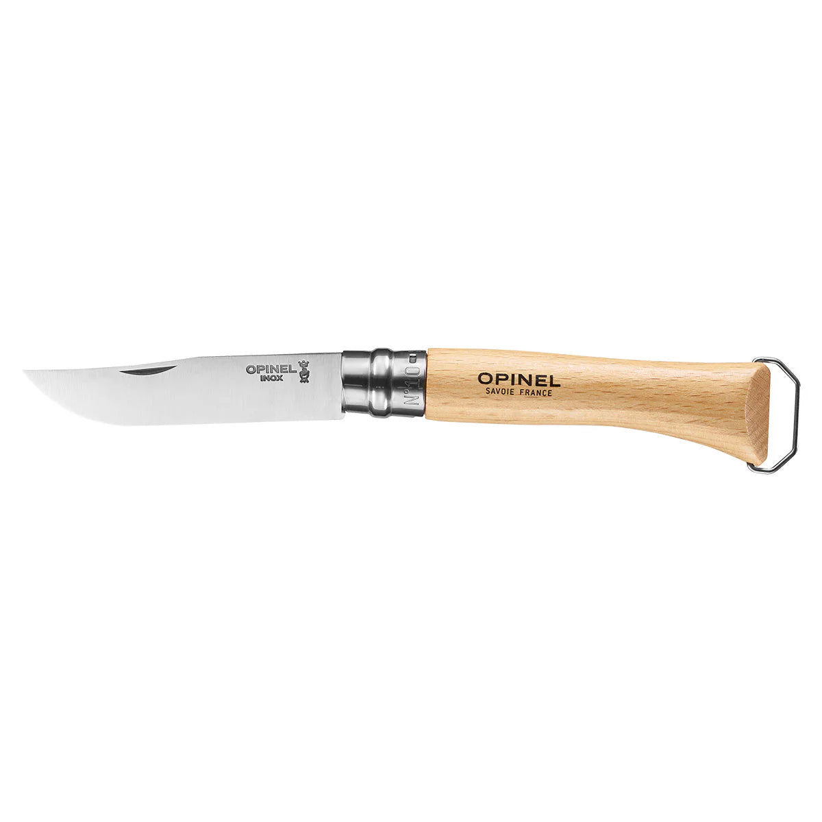 Opinel No.10 Stainless Steel Corkscrew Folding Knife with Bottle Opener