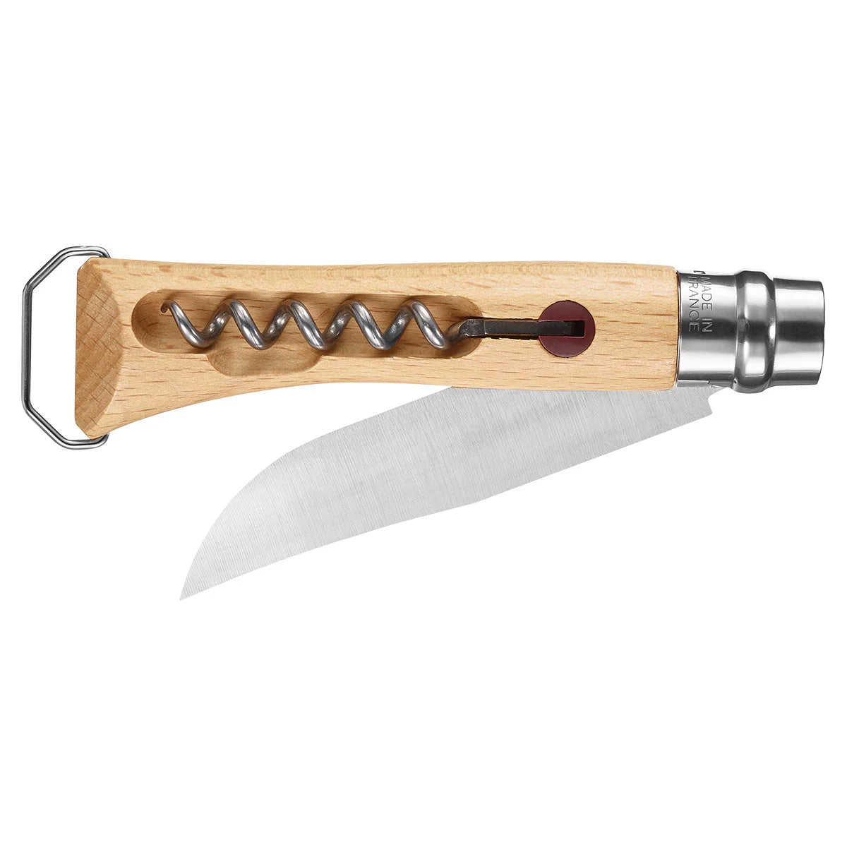 Opinel No.10 Stainless Steel Corkscrew Folding Knife with Bottle Opener