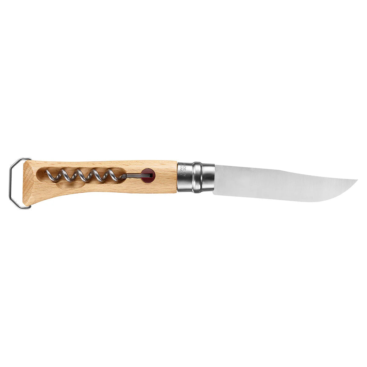 Opinel No.10 Stainless Steel Corkscrew Folding Knife with Bottle Opener