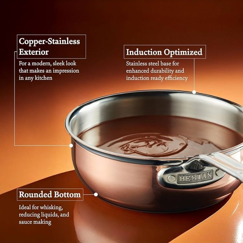 Hestan CopperBond 2 Qt Induction Copper Saucier Pan - Responsive Heat for Delicate Work