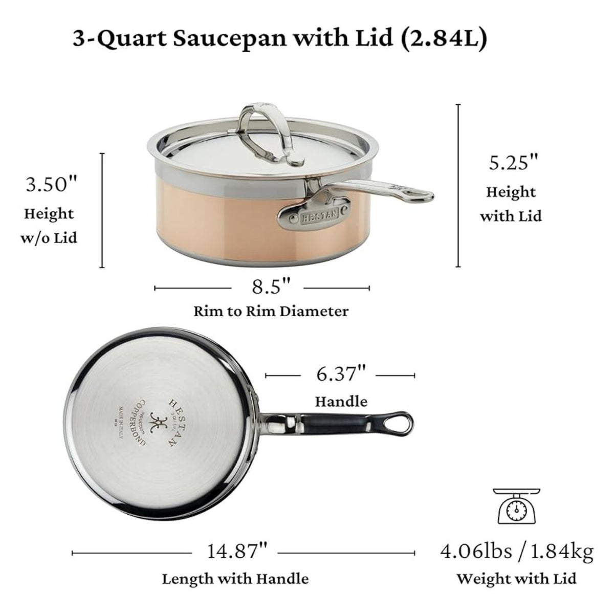 Hestan CopperBond 3 Qt Covered Saucepan - Room for Everyday Saucepan Work