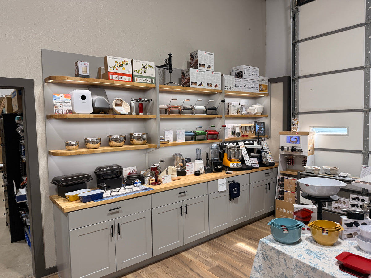 Baking wall with Brød & Taylor, Marcato, Zassenhaus and Ankarsrum at the Design & Grace store in Argyle, Texas