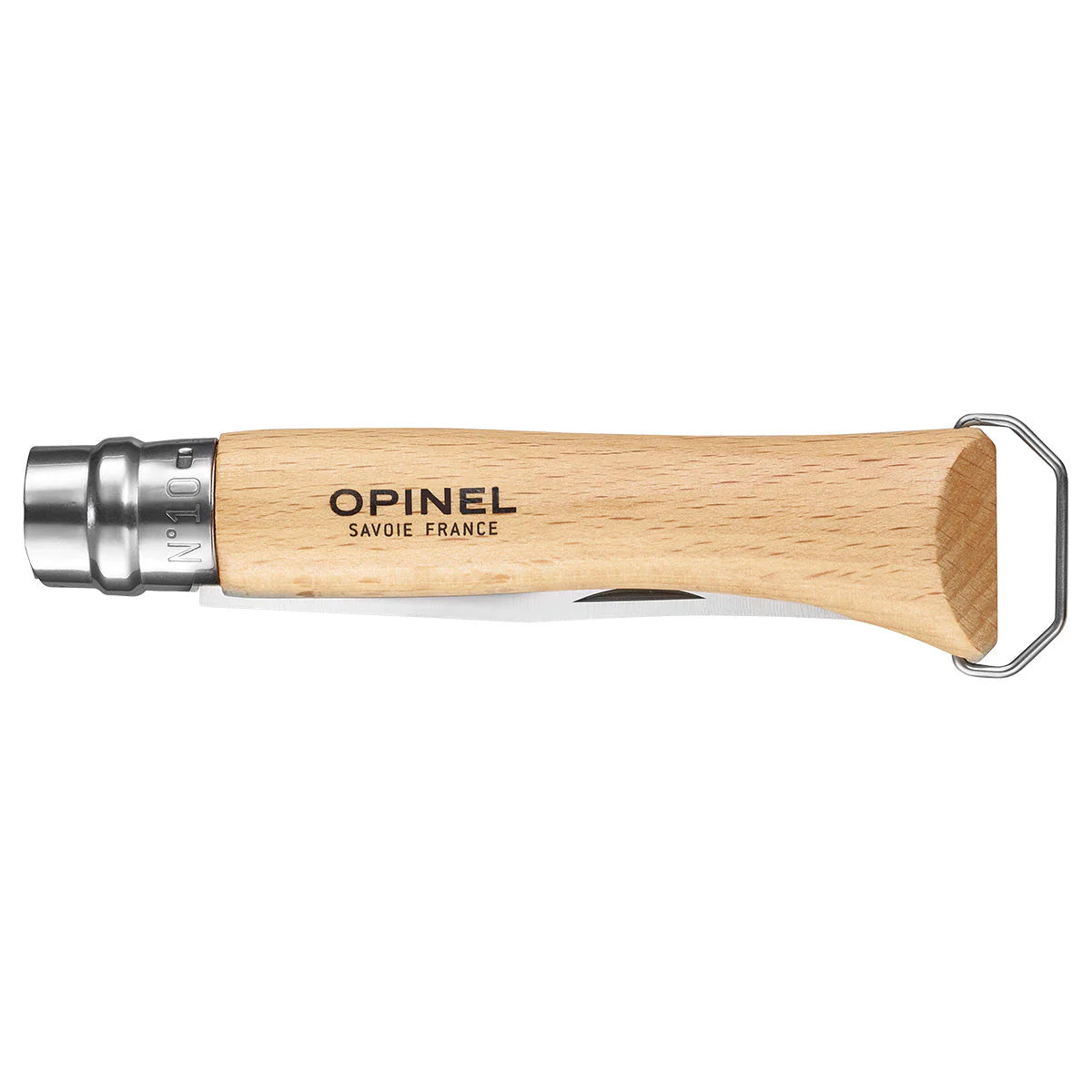 Opinel No.10 Stainless Steel Corkscrew Folding Knife with Bottle Opener