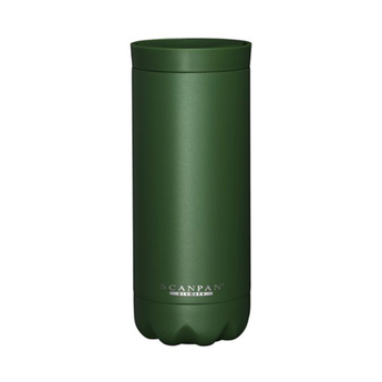 Green thermos with 'Scanpan' branding on a white background