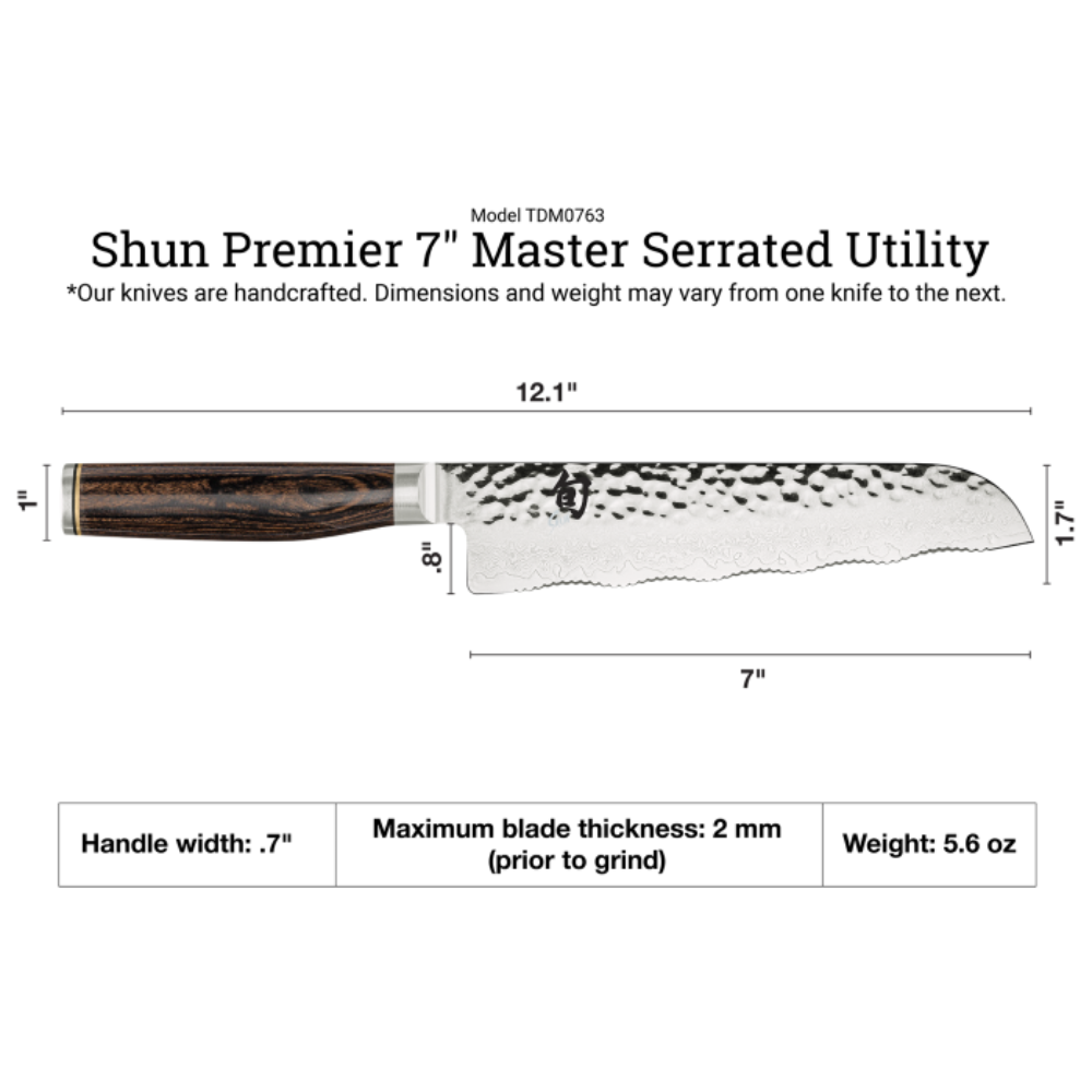 Shun Premier Master Serrated Utility 7" - Design and Grace