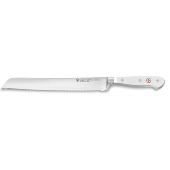 WÜSTHOF CLASSIC 9" Double-Serrated Bread Knife, White, on a white background