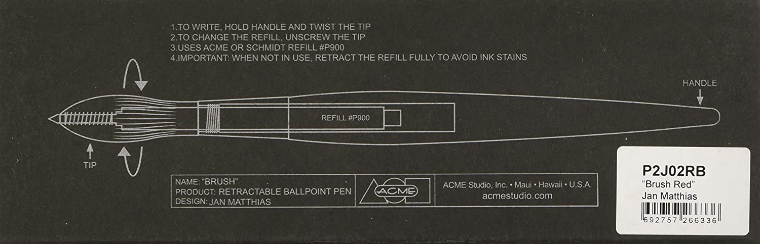 ACME Studio Brush Retractable Ballpoint Pen by Jan Mathias - Blue/Red/Yellow