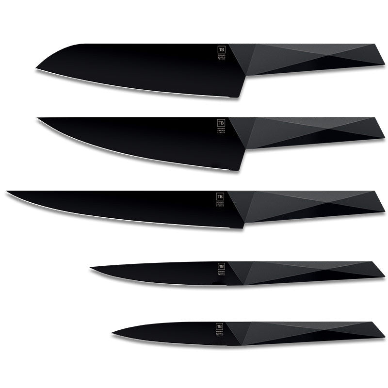 TB Tarrerias Bonjean - Furtif 6 Piece Kitchen Knife Block Set (Black Blades)